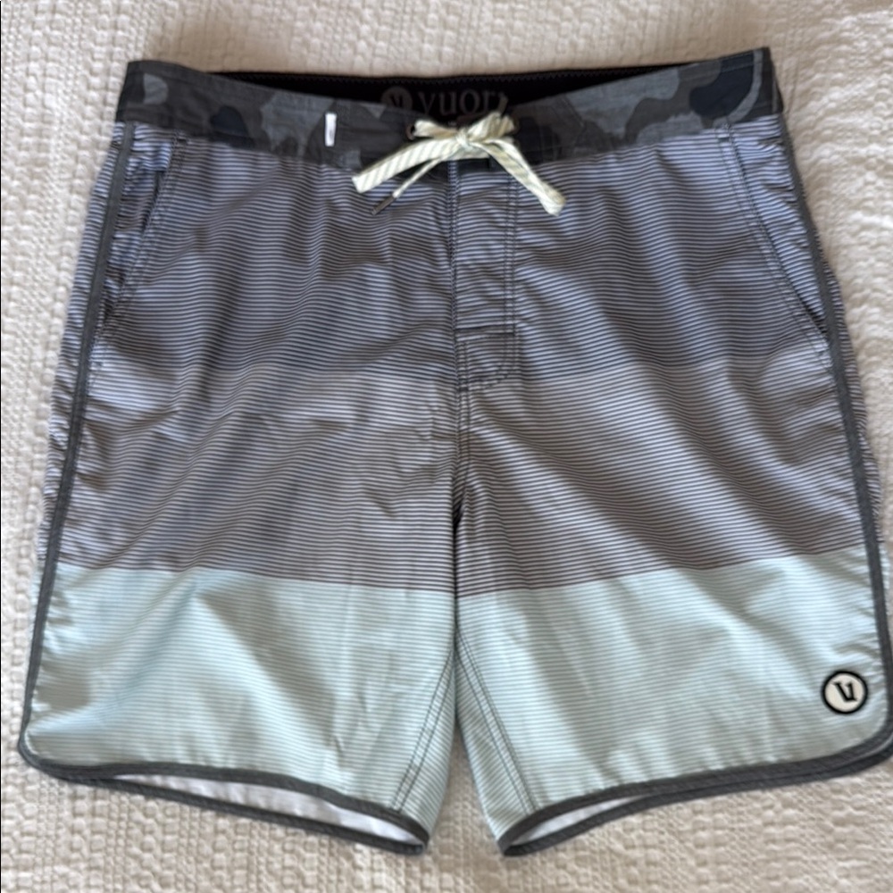 Vuori Gray Board Shorts with Ombré Design